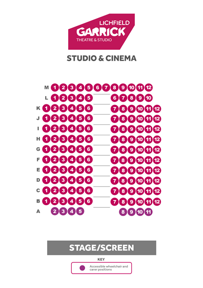 Lichfield Garrick Studio and Cinema Seating Plan